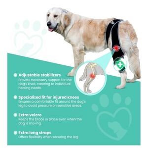 Buddy Brace Adjustable Dog Knee Brace - Black | Sz L. | NWT
